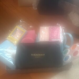 Yves Saint Laurent Red Patent Cosmetic Pouch with Gold Logo